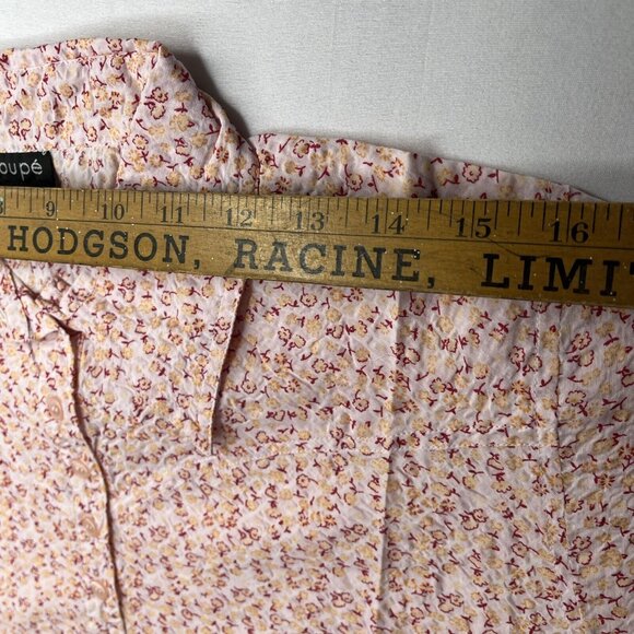 Coupé Womens Blouse Cotton Button Floral Pink Collared Shirt Size: Extra Large - Picture 3 of 8